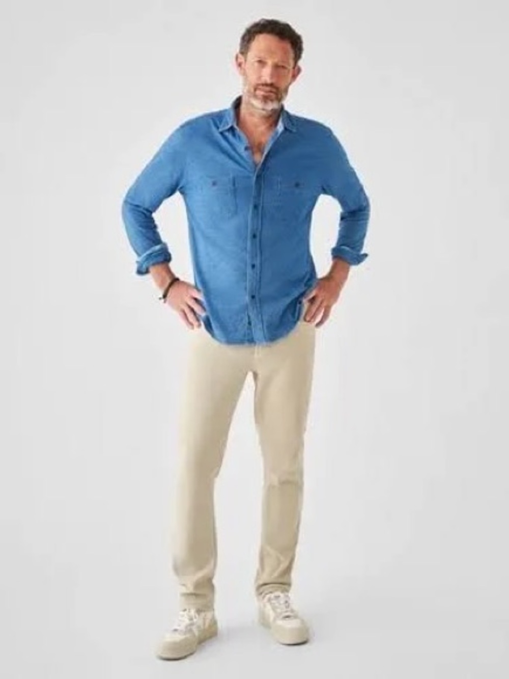 Faherty Men’s Knit Season Long Sleeve Shirt in Indigo Washed (Blue)